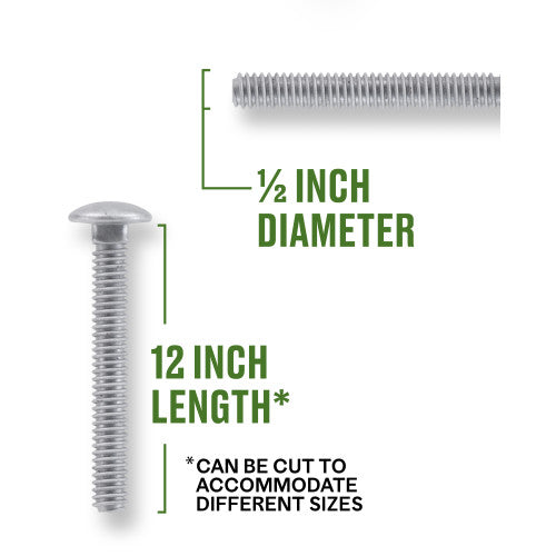 Hillman 1/2 in. x 12 in. Zinc-Plated Steel Carriage Bolt, 25-Pack