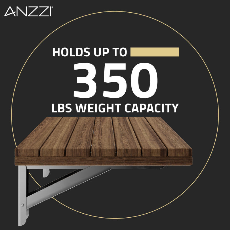 ANZZI Shoren 12.6 in. Teak Wall Mounted Shower Seat