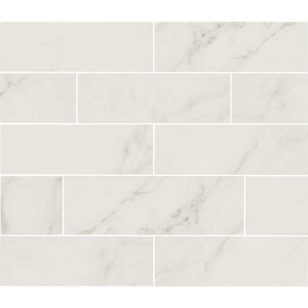 Kalypso Monet 4 in. x 12 in. Glossy Ceramic White Subway Wall Tile (10.76 sq. ft./Case) by MSI