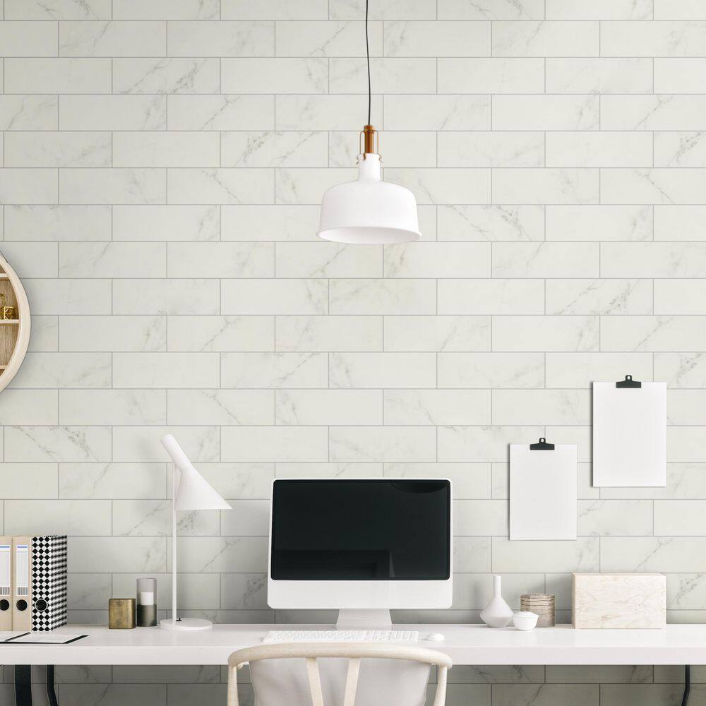 Kalypso Monet 4 in. x 12 in. Glossy Ceramic White Subway Wall Tile (10.76 sq. ft./Case) by MSI