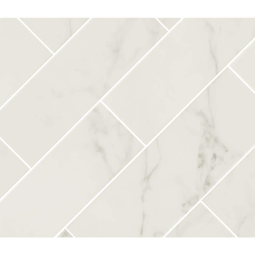 Kalypso Monet 4 in. x 12 in. Glossy Ceramic White Subway Wall Tile (10.76 sq. ft./Case) by MSI