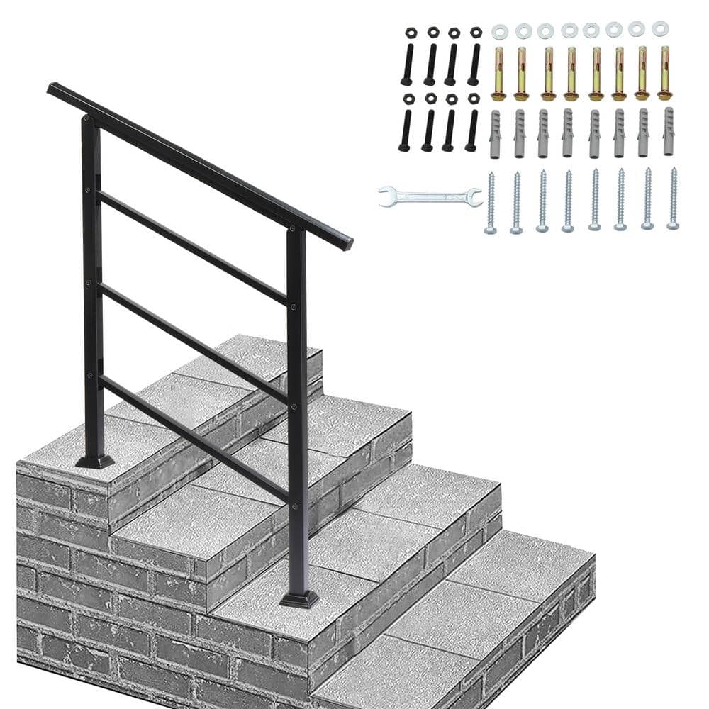 Karl home 38.3 in. H x 37.8 in. W Black Iron Stair Railing Kit