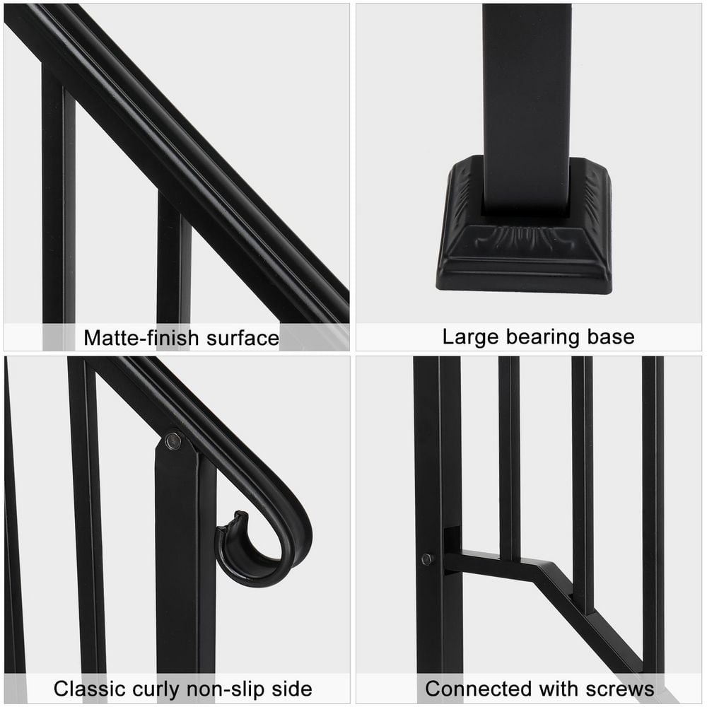 Karl home Transitional Handrail Stair Railing Fits 3-Step Iron Rail Kit