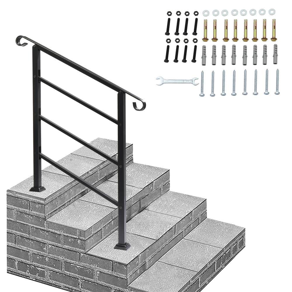 Karl home 38.3 in. H x 37.8 in. W Black Iron Stair Railing Kit