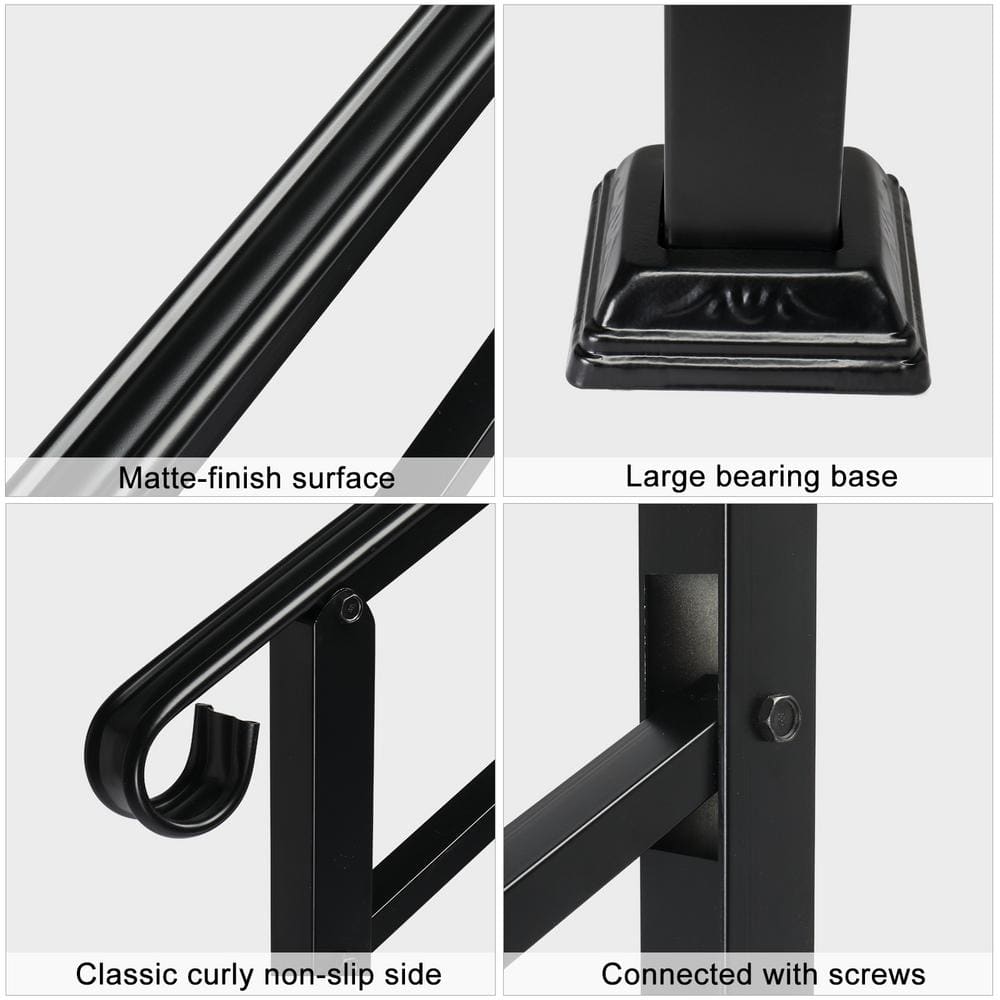 Karl home 38.3 in. H x 37.8 in. W Black Iron Stair Railing Kit
