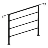 Karl home 33.2 in. H x 55.9 in. W Black Transitional Handrail Fits 4-Step Iron Stair Railing Kit