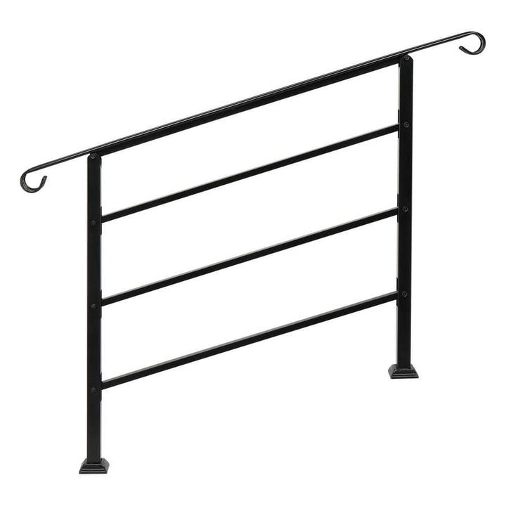 Karl home 33.2 in. H x 55.9 in. W Black Transitional Handrail Fits 4-Step Iron Stair Railing Kit