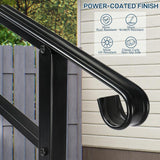 Karl home 33.2 in. H x 55.9 in. W Black Transitional Handrail Fits 4-Step Iron Stair Railing Kit