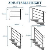 Karl home 33.2 in. H x 55.9 in. W Black Transitional Handrail Fits 4-Step Iron Stair Railing Kit