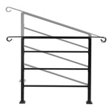 Karl home 33.2 in. H x 55.9 in. W Black Transitional Handrail Fits 4-Step Iron Stair Railing Kit