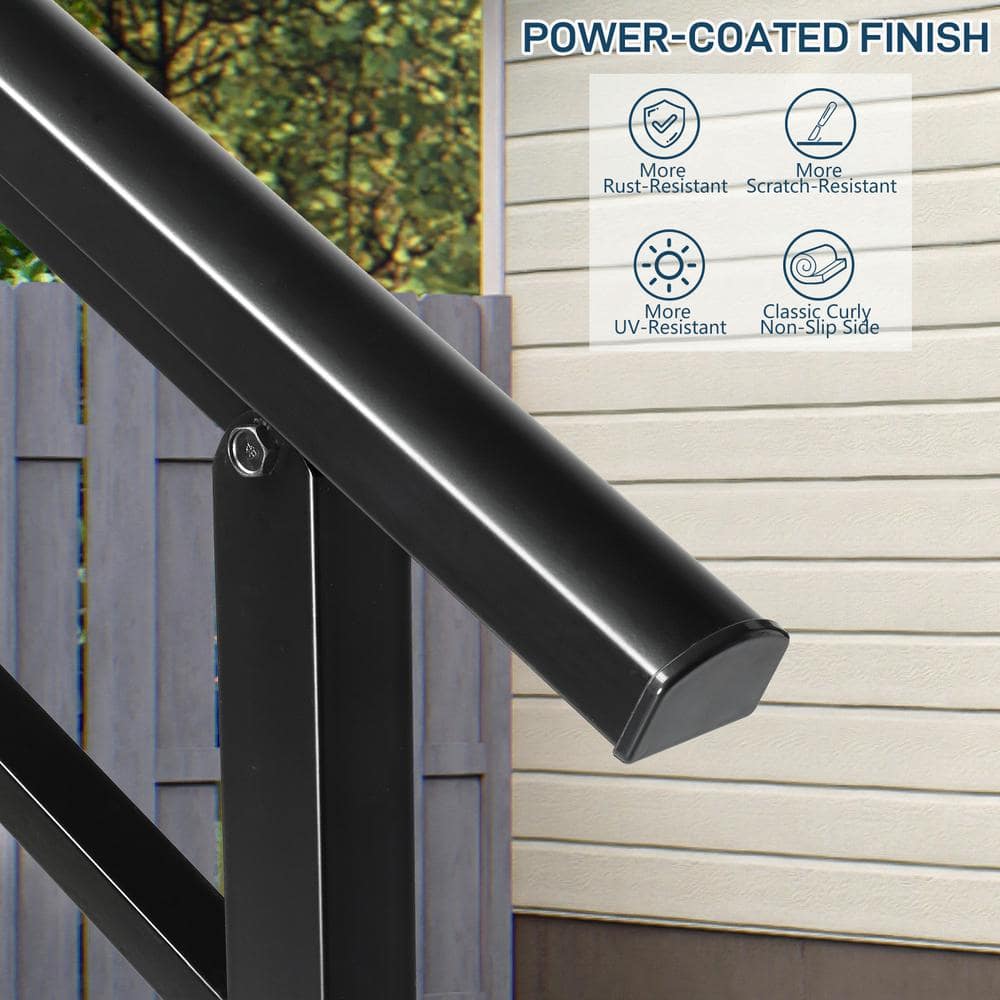 Karl home 38 in. H x 49 in. W Black Iron Stair Railing Kit