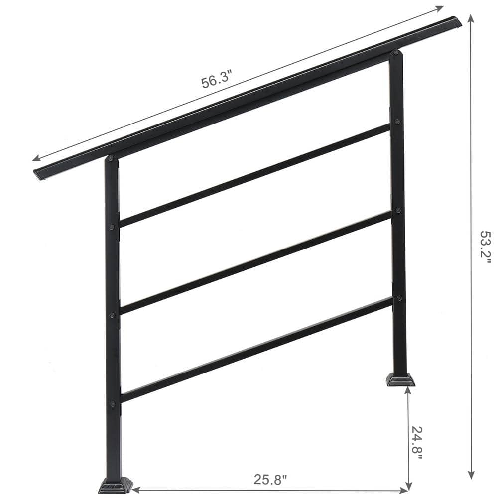 Karl home 38 in. H x 49 in. W Black Iron Stair Railing Kit