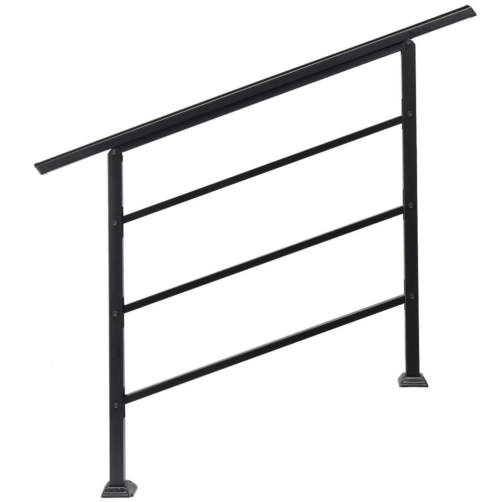 Karl home 38 in. H x 49 in. W Black Iron Stair Railing Kit