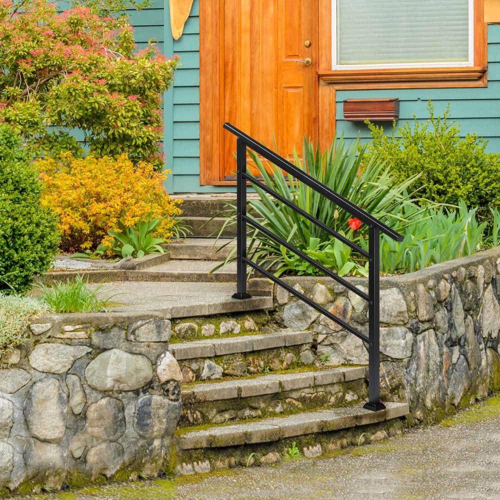 Karl home 38 in. H x 49 in. W Black Iron Stair Railing Kit