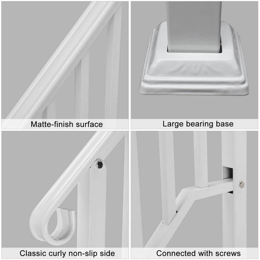 Karl home 38.96 in. x 38.77 in. Iron White Outdoor Handrail Railing