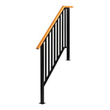 Karl home 64.6 in. x 46.5 in. Black Iron Wood Baluster Railing Kit