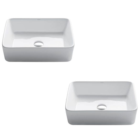 KRAUS Soft Rectangular Ceramic Vessel Bathroom Sink in White