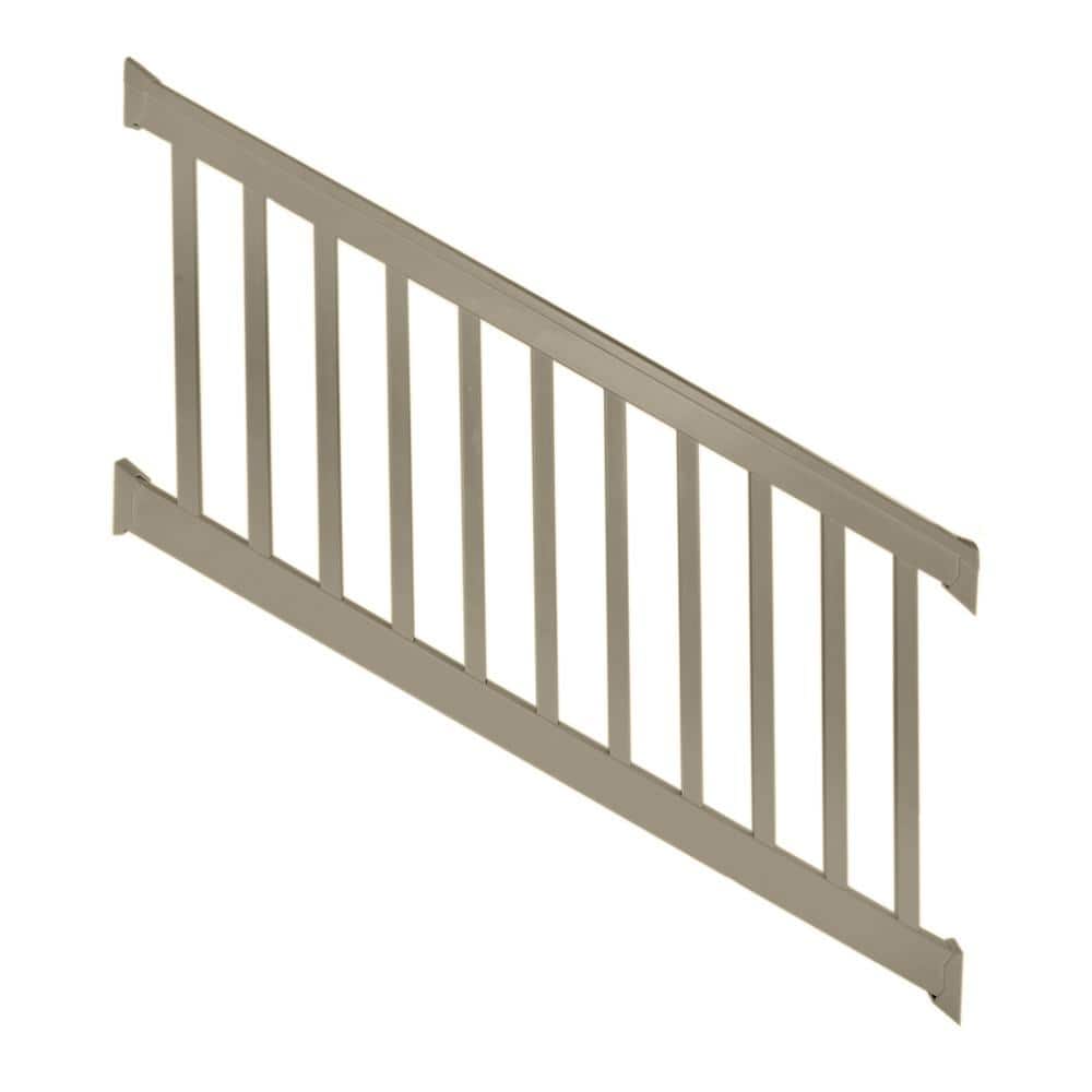 Weatherables Vanderbilt 3.5 ft. H x 8 ft. W Khaki Vinyl Stair Railing Kit