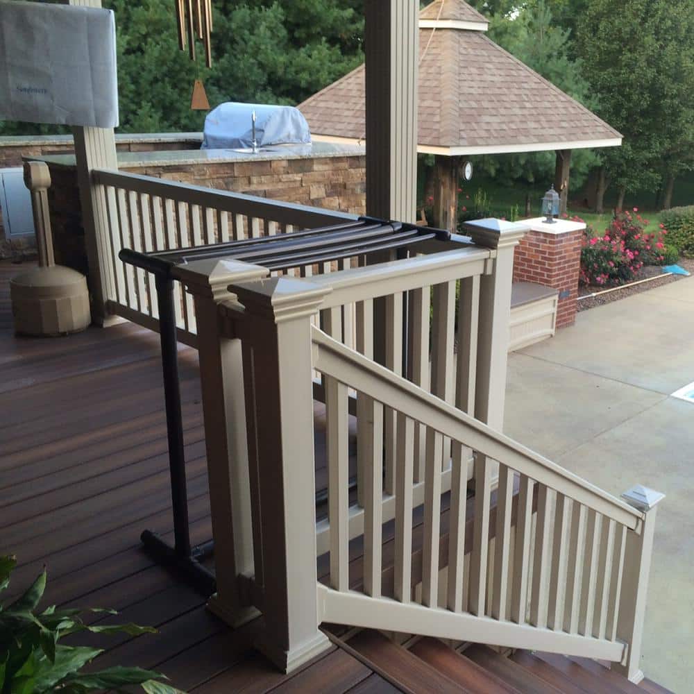 Weatherables Vanderbilt 3.5 ft. H x 8 ft. W Khaki Vinyl Stair Railing Kit