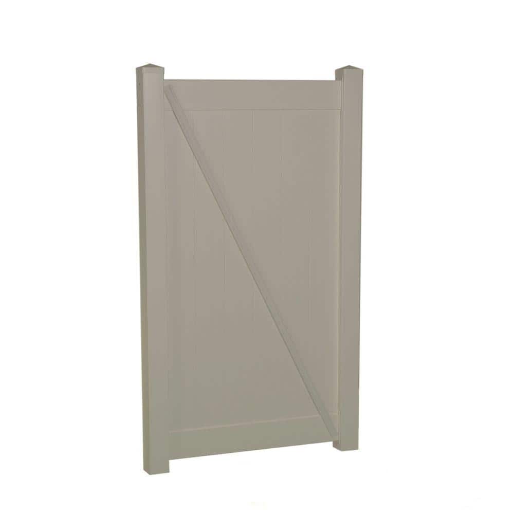Weatherables Savannah 3.7 ft. W x 6 ft. H Khaki Vinyl Privacy Fence Gate Kit
