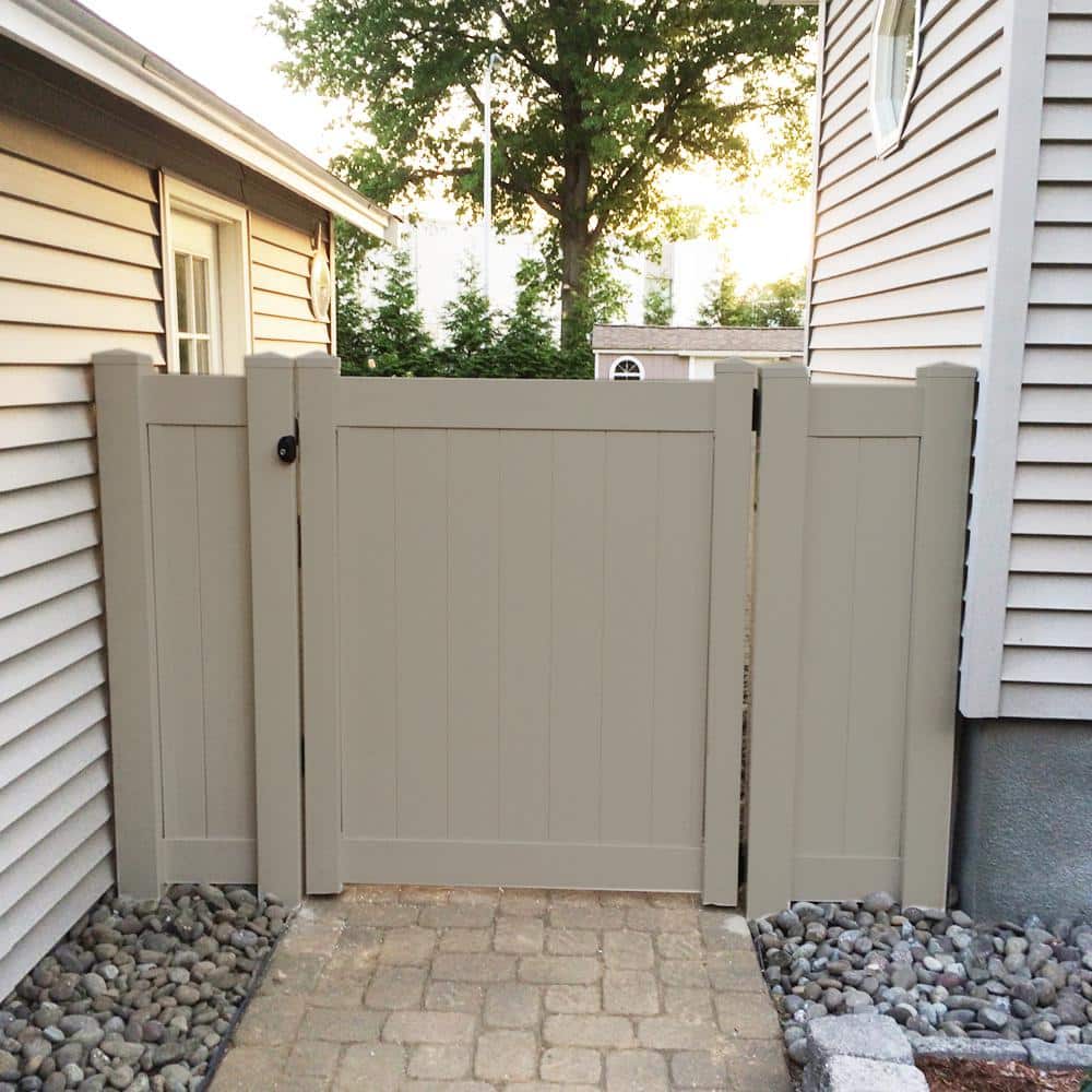 Weatherables Savannah 3.7 ft. W x 6 ft. H Khaki Vinyl Privacy Fence Gate Kit