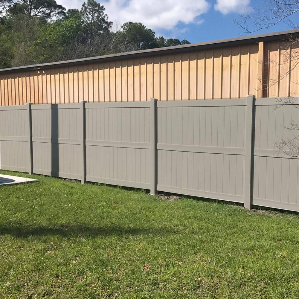 Weatherables Augusta 8 ft. H x 6 ft. W Khaki Vinyl Privacy Fence Panel Kit