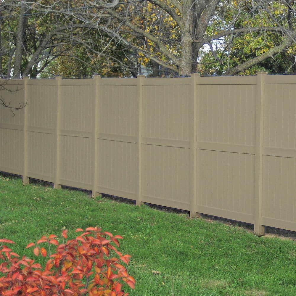Weatherables Augusta 8 ft. H x 6 ft. W Khaki Vinyl Privacy Fence Panel Kit