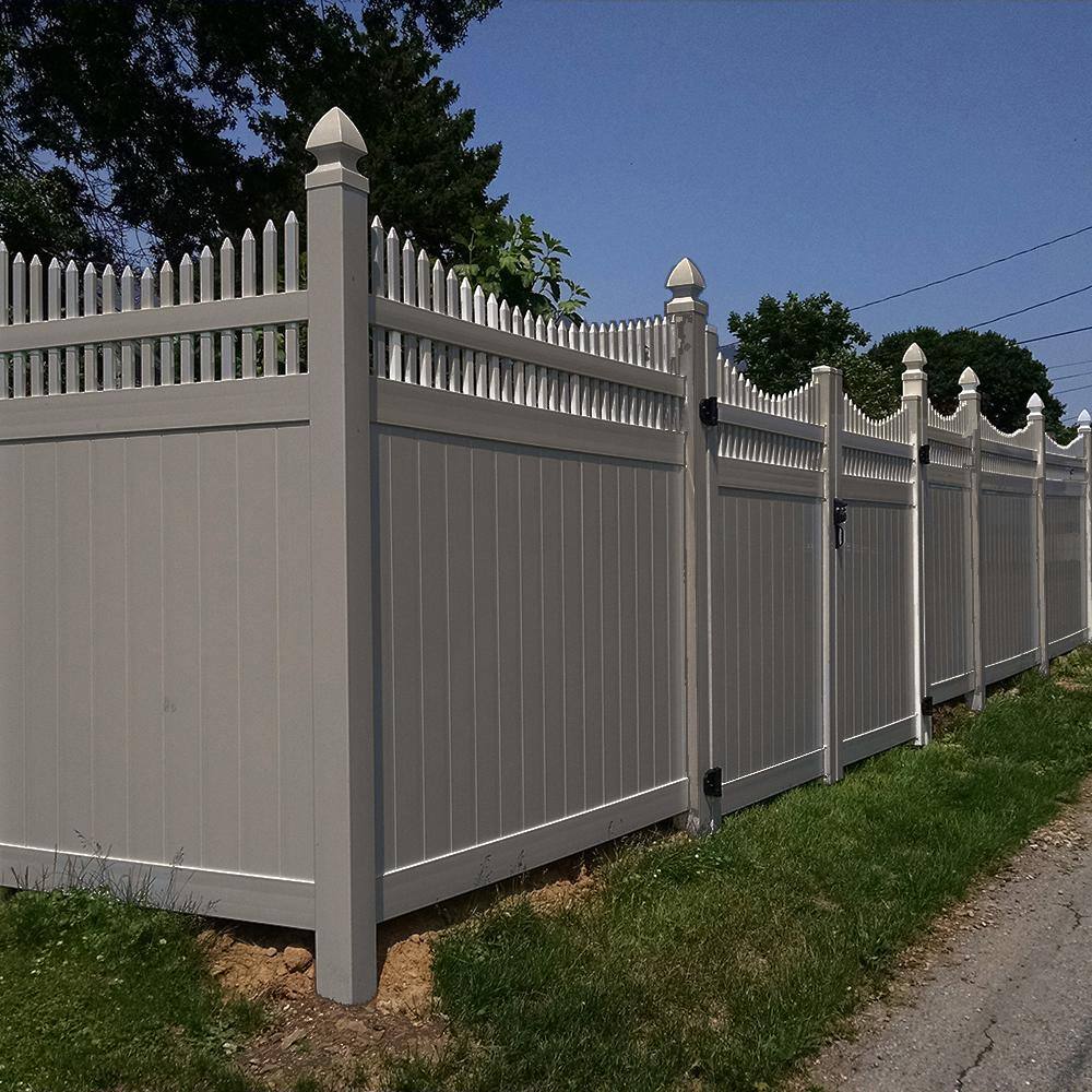 Weatherables Halifax 6 ft. H x 8 ft. W Khaki Vinyl Privacy Fence Panel Kit