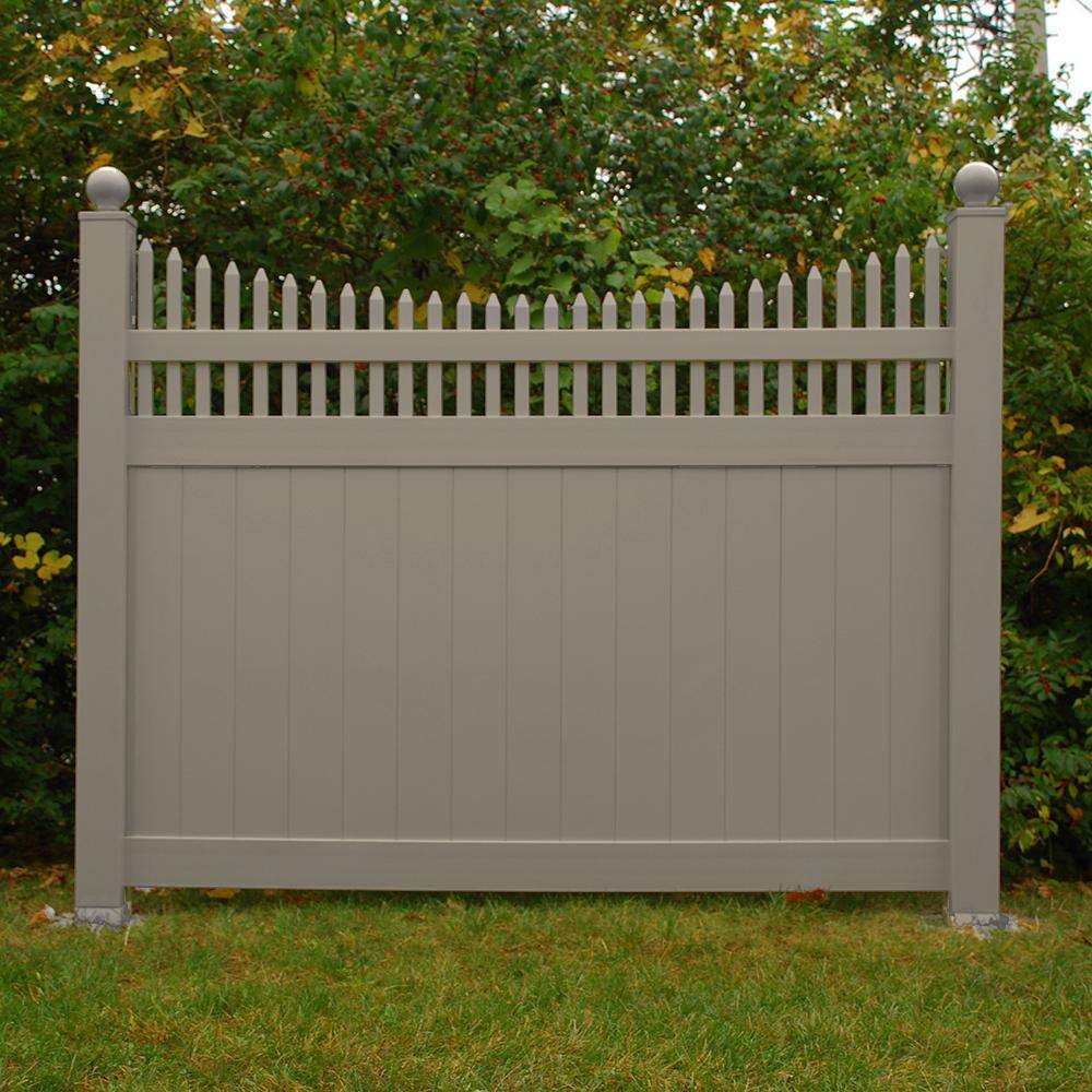 Weatherables Halifax 6 ft. H x 8 ft. W Khaki Vinyl Privacy Fence Panel Kit