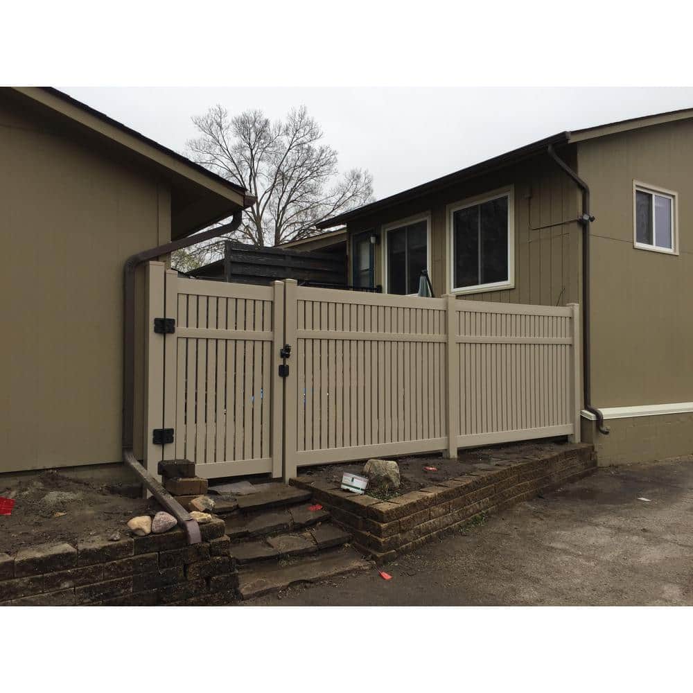 Weatherables Huntington 6 ft. H x 8 ft. W Khaki Vinyl Semi-Privacy Fence Panel Kit