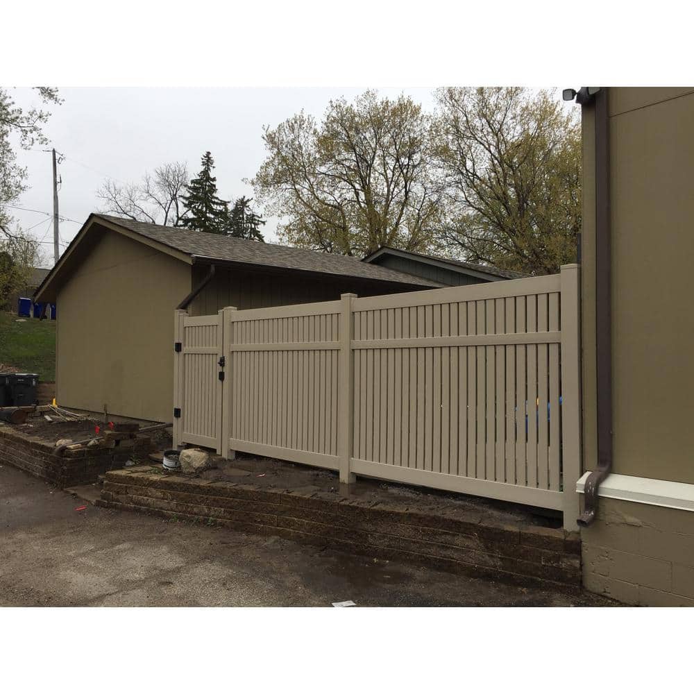 Weatherables Huntington 6 ft. H x 8 ft. W Khaki Vinyl Semi-Privacy Fence Panel Kit