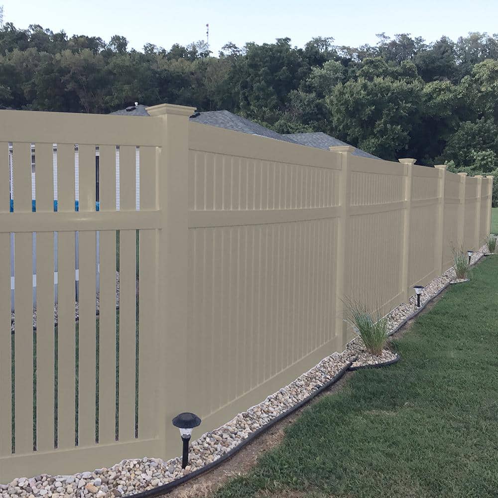Weatherables Huntington 6 ft. H x 8 ft. W Khaki Vinyl Semi-Privacy Fence Panel Kit