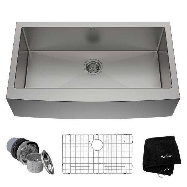 Standart PRO Farmhouse Apron-Front Stainless Steel 36 in. Single Bowl Kitchen Sink