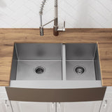 Standart PRO Farmhouse Apron-Front Stainless Steel 33 in. Double Bowl Kitchen Sink