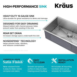 KRAUS Standart PRO All-in-One Undermount Stainless Steel 32 in. Single Bowl Kitchen Sink with Faucet, Satin Finish