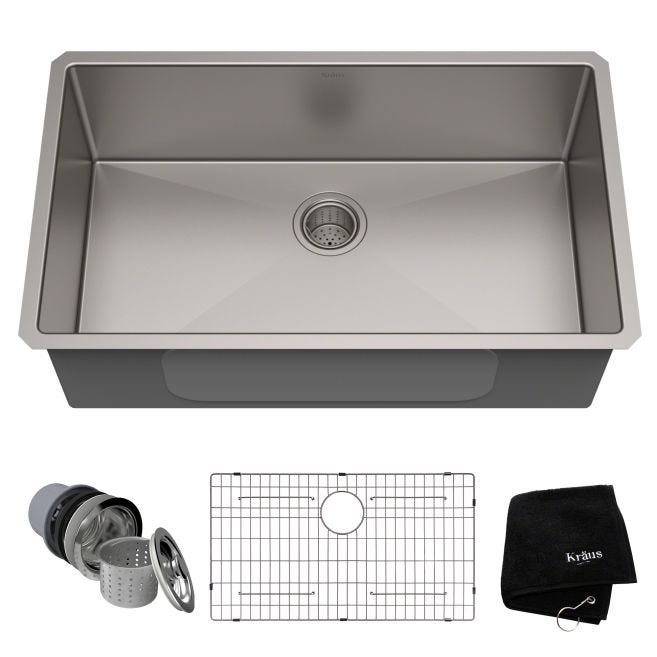 KRAUS Standart PRO 32 in. 16-Gauge Undermount Single Bowl Stainless Steel Kitchen Sink