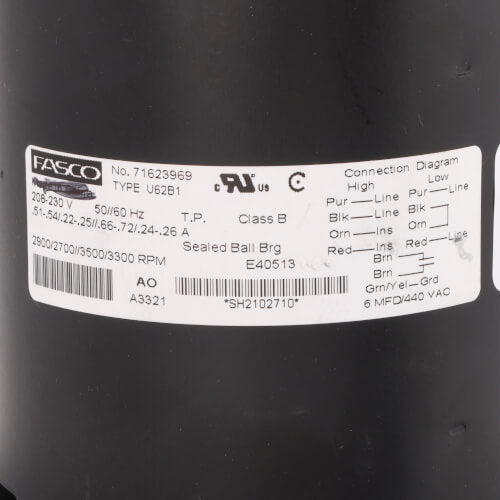 Trane KIT02589 blower motor - label view (Product Type: Blower Motor)