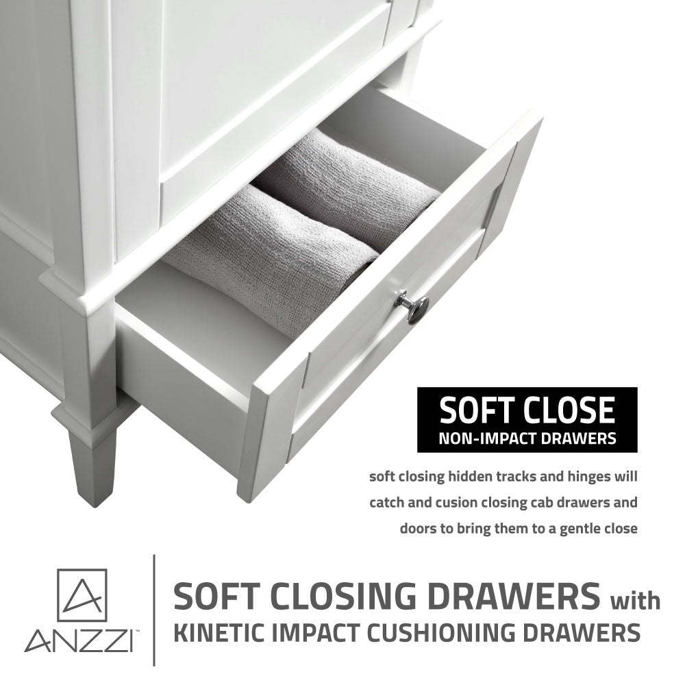 ANZZI Alexander Series 21-in Black Single Sink Bathroom Vanity with White Solid Surface Top (Mirror Included)