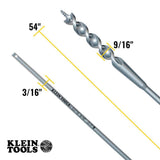 Klein Tools 9/16 in. x 54 in. Flex Auger Bit, 3/16 in. Shank (Model 53718)