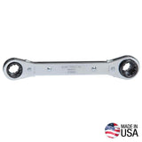 Klein Tools Lineman's 4-in-1 Reversible Ratcheting Box Wrench, SAE (1/2, 9/16, 5/8, 3/4 in.), 8.25 in Length - KT223X4