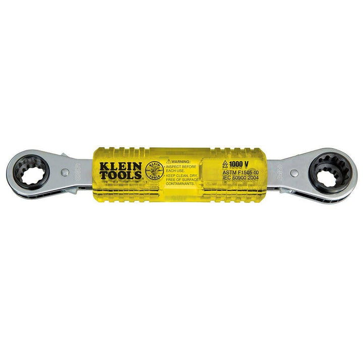 Klein Tools Lineman’s Insulating 4-in-1 Box Wrench, 9 in Length, SAE 1/2–3/4 in