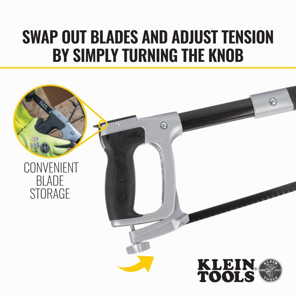 Klein Tools 12 in. High-Tension Hack Saw with Aluminum Handle, 24 TPI Blades (Model 702-12)
