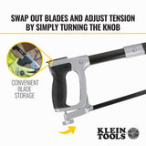 Klein Tools 12 in. High-Tension Hack Saw with Aluminum Handle, 24 TPI Blades (Model 702-12)