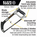 Klein Tools 12 in. High-Tension Hack Saw with Aluminum Handle, 24 TPI Blades (Model 702-12)
