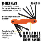 Klein Tools Pro Folding Hex Key Set, 11-Key SAE (Model 70550)