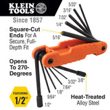 Klein Tools Pro Folding Hex Key Set, 11-Key SAE (Model 70550)