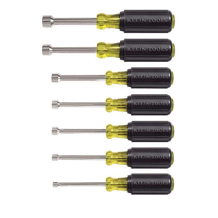 Klein Tools 631SEN 7-Piece Nut Driver Set, 3" Hollow Shafts, Cushion-Grip Handles