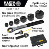 Klein Tools 9‑Piece Knockout Punch with Wrench Set (1/2 in. to 2 in.) – Model 53732SEN