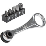 Klein Tools 1/4 in. Drive Electrician's Mini Ratchet Set with Screwdriver Bits and Adapter, 3.5 in Handle, 72-Tooth (Model 65200)