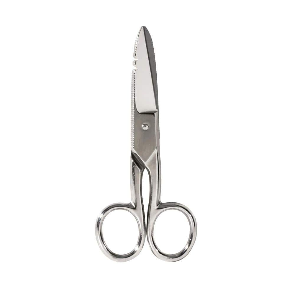 Klein Tools Electrician’s Scissors with Stripping Notches, Nickel-Plated, 1.875 in Blade (Model 21007)